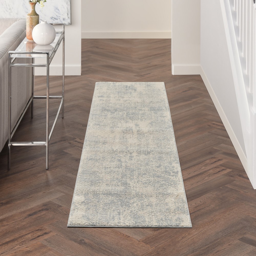 Nourison Exhale Abstract Runner Rugs EXL01 in Light Grey